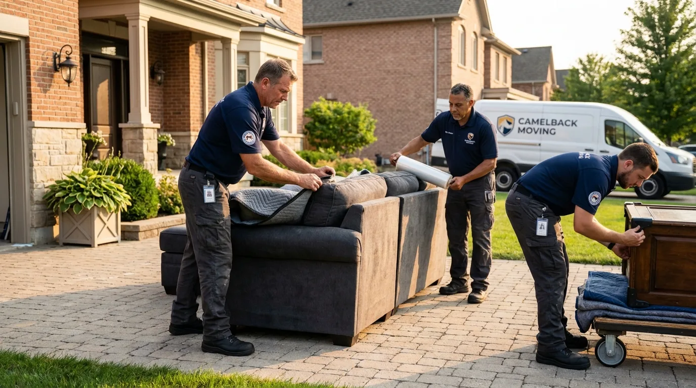 Large estate moving crew wrapping furniture in Coaldale, PA