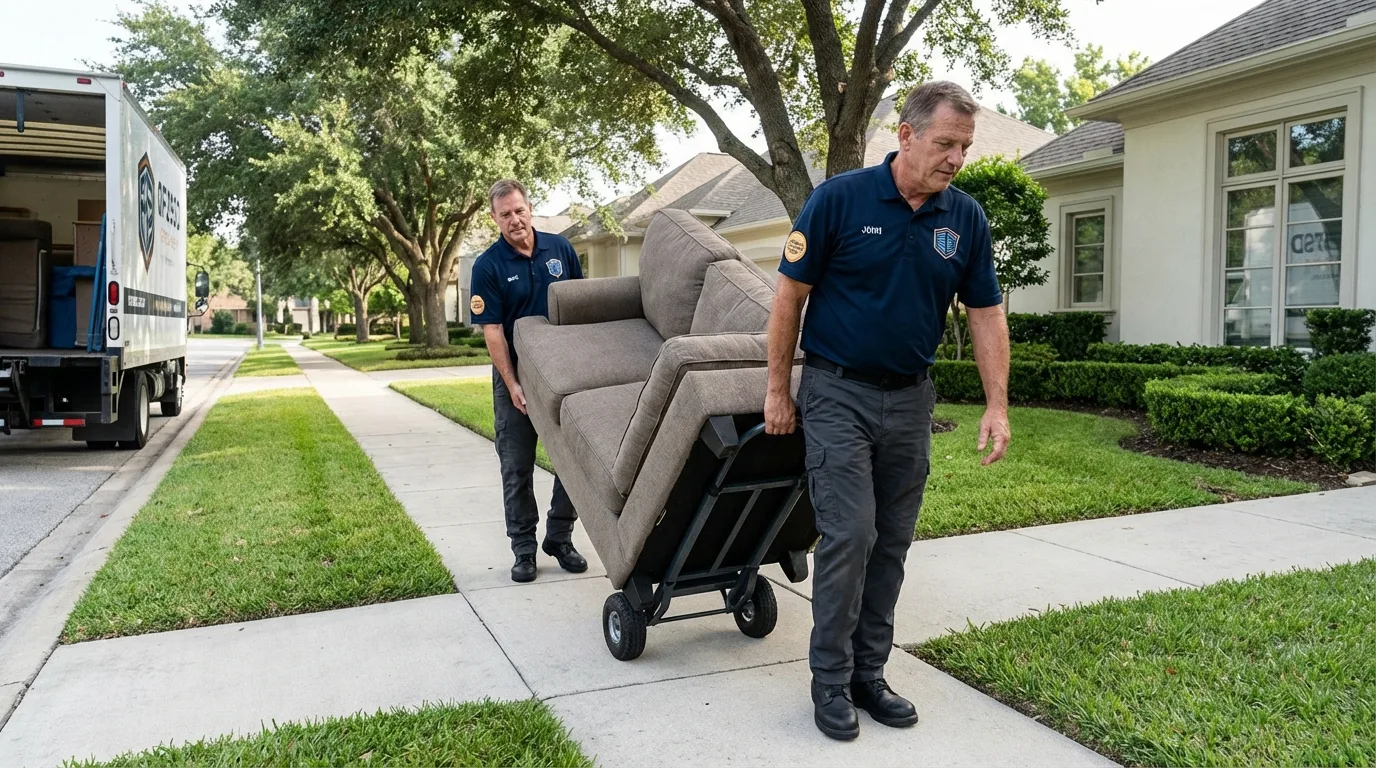 Local residential moving crew loading furniture in Coaldale, PA